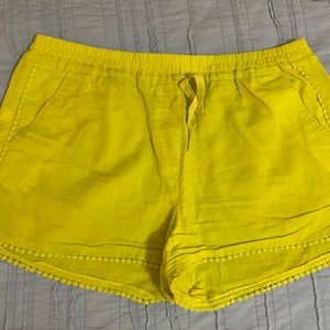 Loft Bright Yellow Pom pom pull on shorts